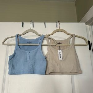 2 Womens Garage Ribbed Cropped Tank Tops